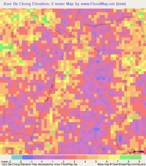 Xom Ba Chong,Vietnam Elevation Map