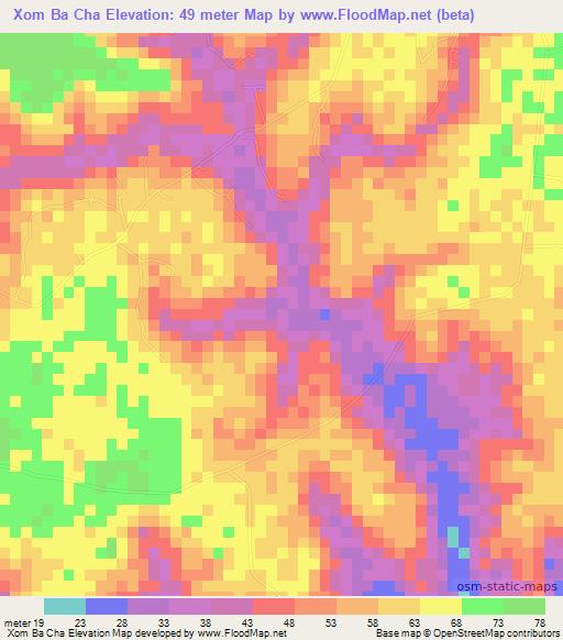 Xom Ba Cha,Vietnam Elevation Map