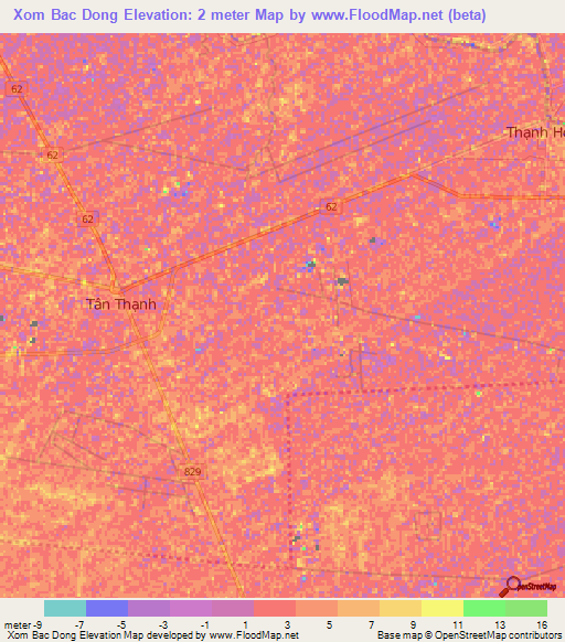 Xom Bac Dong,Vietnam Elevation Map