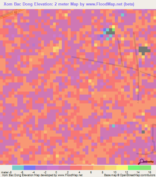 Xom Bac Dong,Vietnam Elevation Map