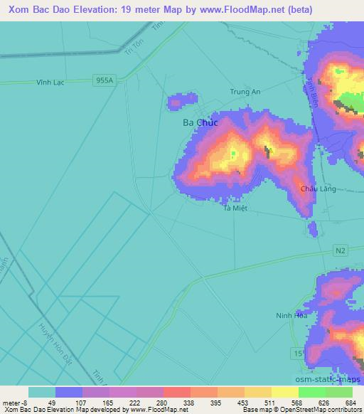 Xom Bac Dao,Vietnam Elevation Map