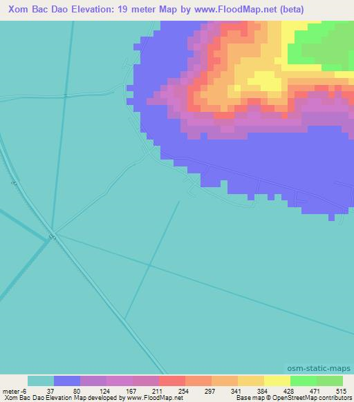 Xom Bac Dao,Vietnam Elevation Map