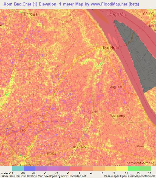 Xom Bac Chet (1),Vietnam Elevation Map