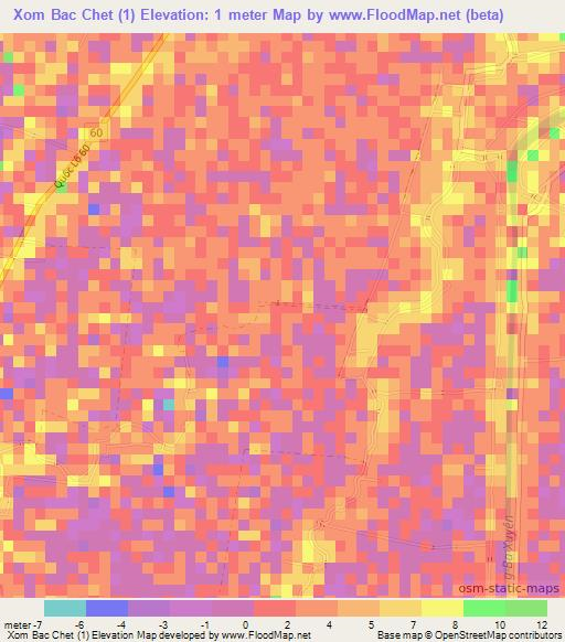 Xom Bac Chet (1),Vietnam Elevation Map