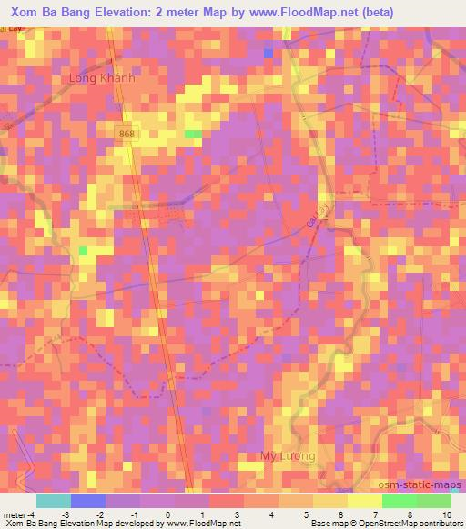 Xom Ba Bang,Vietnam Elevation Map
