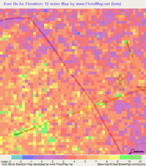 Xom Ba Ao,Vietnam Elevation Map