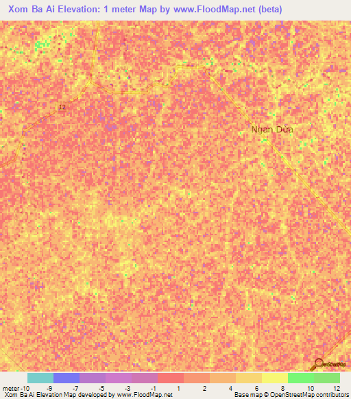 Xom Ba Ai,Vietnam Elevation Map