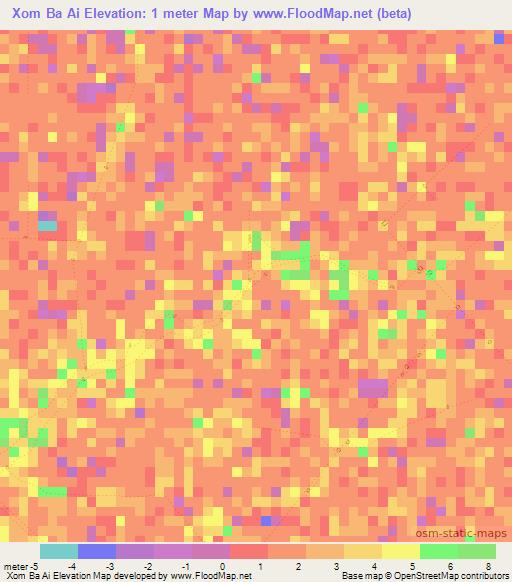 Xom Ba Ai,Vietnam Elevation Map