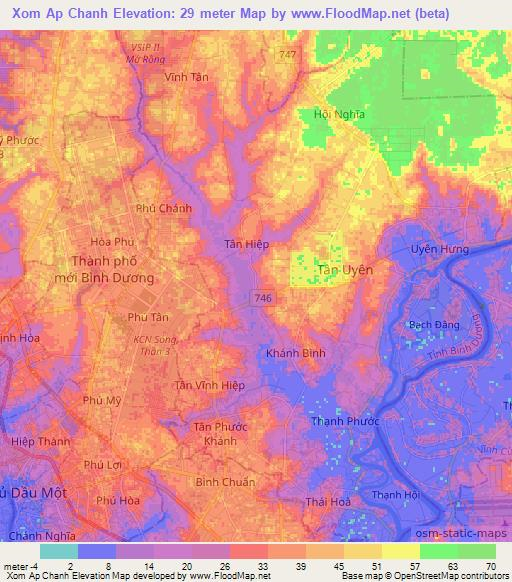 Xom Ap Chanh,Vietnam Elevation Map