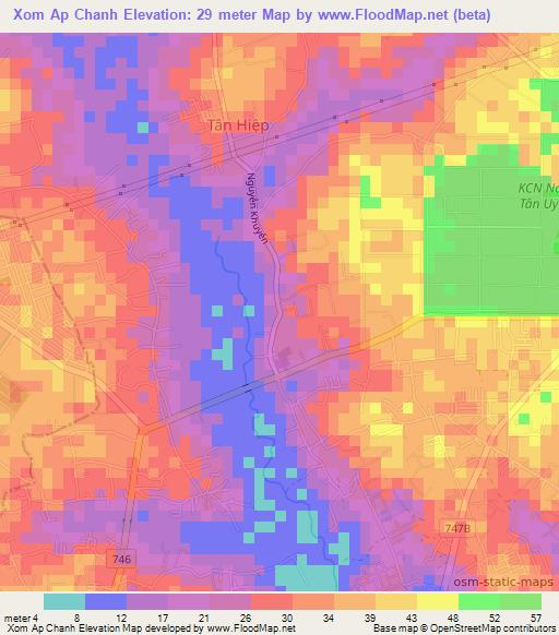 Xom Ap Chanh,Vietnam Elevation Map