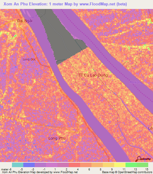 Xom An Phu,Vietnam Elevation Map