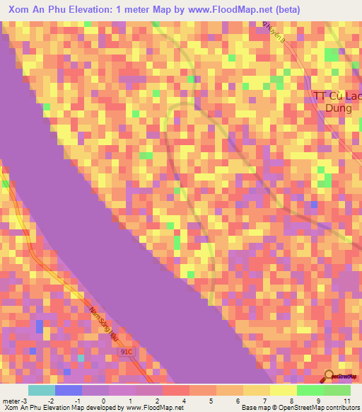 Xom An Phu,Vietnam Elevation Map