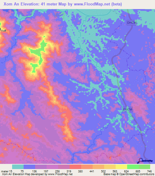 Xom An,Vietnam Elevation Map