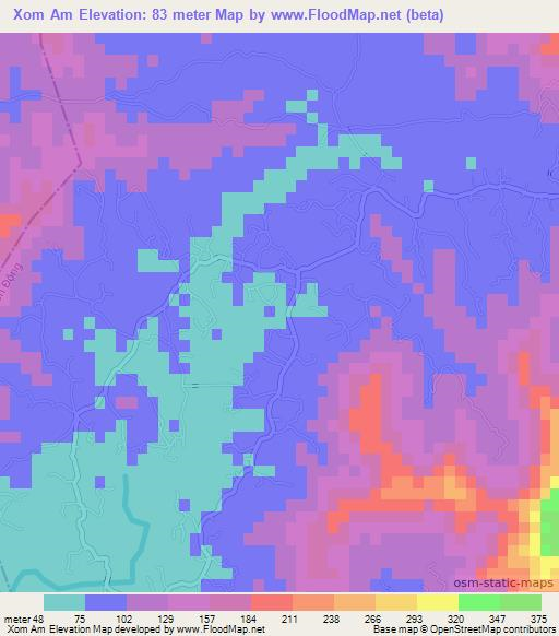 Xom Am,Vietnam Elevation Map