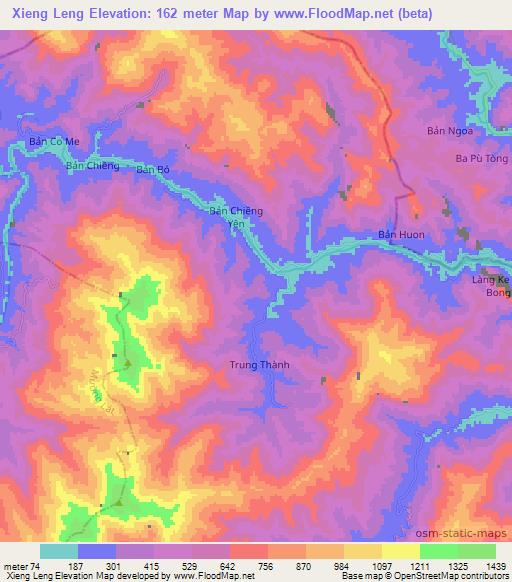 Xieng Leng,Vietnam Elevation Map