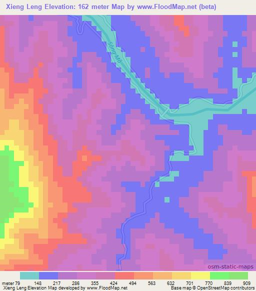 Xieng Leng,Vietnam Elevation Map