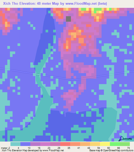 Xich Tho,Vietnam Elevation Map