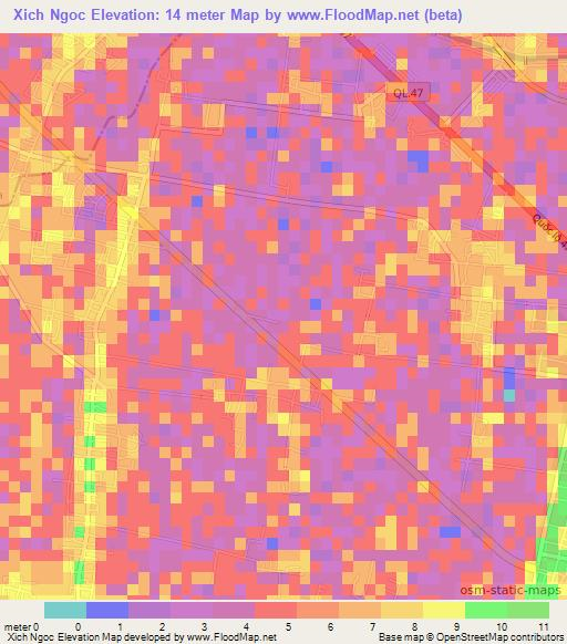 Xich Ngoc,Vietnam Elevation Map