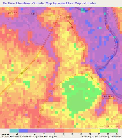 Xa Xuoi,Vietnam Elevation Map