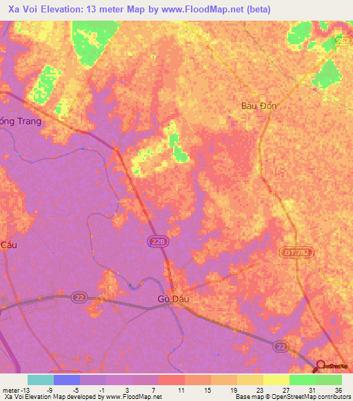 Xa Voi,Vietnam Elevation Map