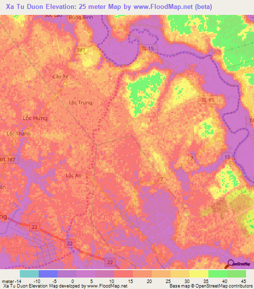 Xa Tu Duon,Vietnam Elevation Map