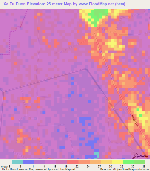 Xa Tu Duon,Vietnam Elevation Map