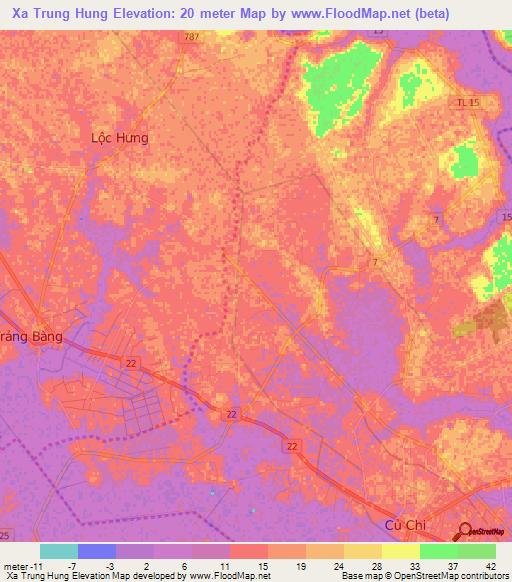 Xa Trung Hung,Vietnam Elevation Map