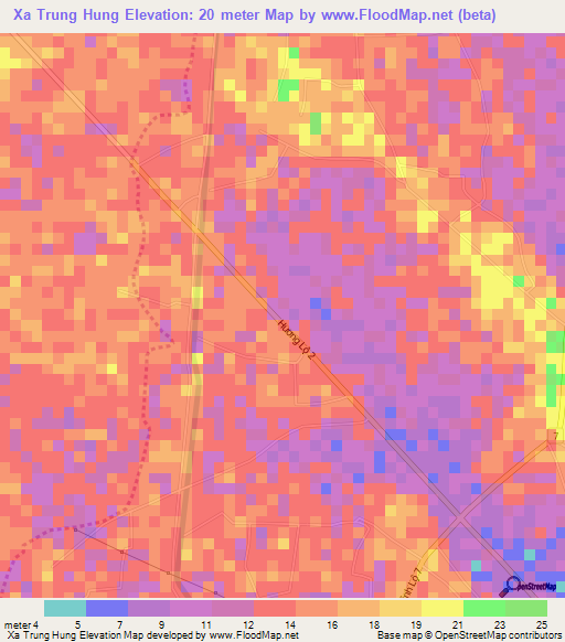 Xa Trung Hung,Vietnam Elevation Map