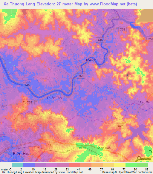 Xa Thuong Lang,Vietnam Elevation Map