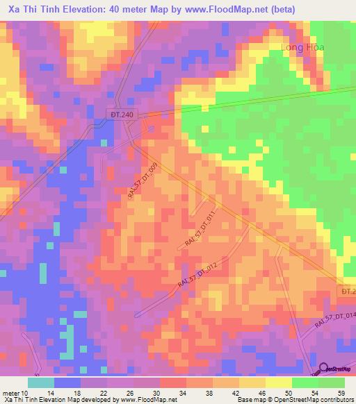 Xa Thi Tinh,Vietnam Elevation Map