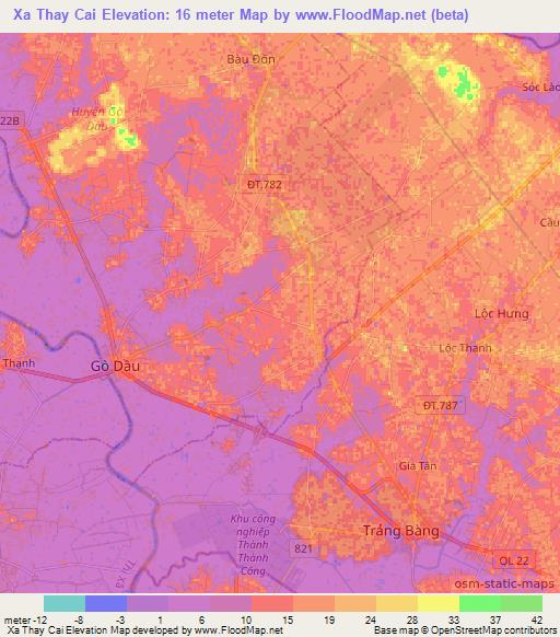 Xa Thay Cai,Vietnam Elevation Map