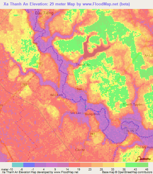 Xa Thanh An,Vietnam Elevation Map