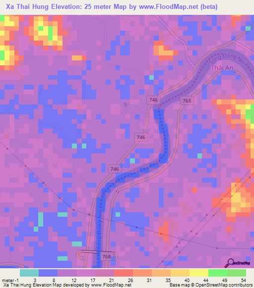 Xa Thai Hung,Vietnam Elevation Map