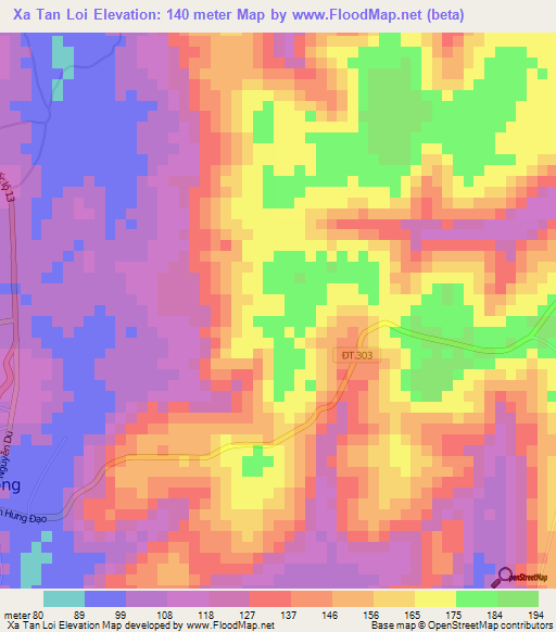 Xa Tan Loi,Vietnam Elevation Map