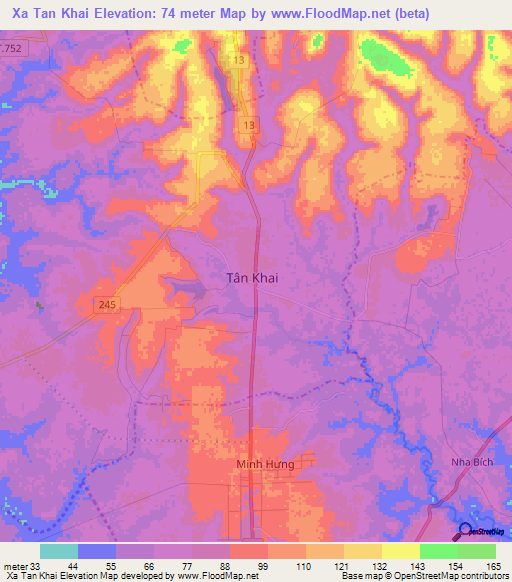 Xa Tan Khai,Vietnam Elevation Map