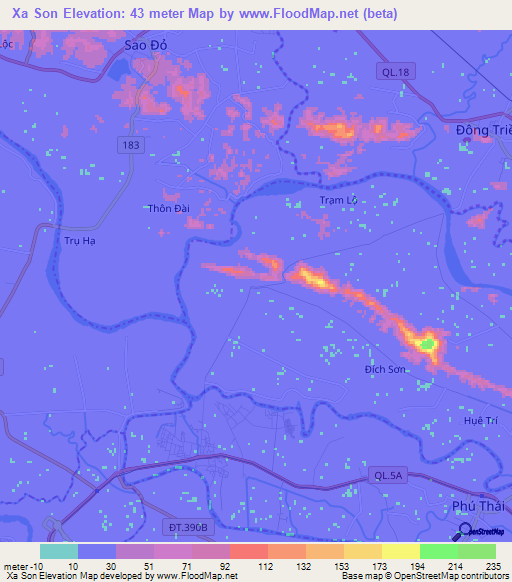 Xa Son,Vietnam Elevation Map