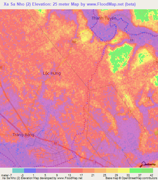 Xa Sa Nho (2),Vietnam Elevation Map