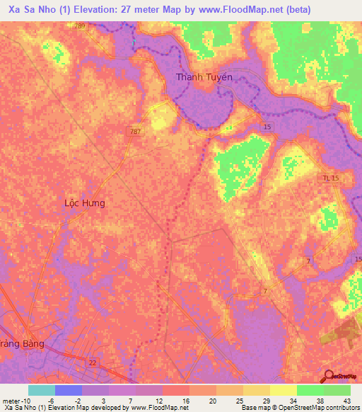 Xa Sa Nho (1),Vietnam Elevation Map