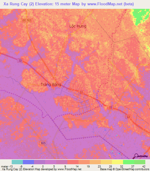 Xa Rung Cay (2),Vietnam Elevation Map