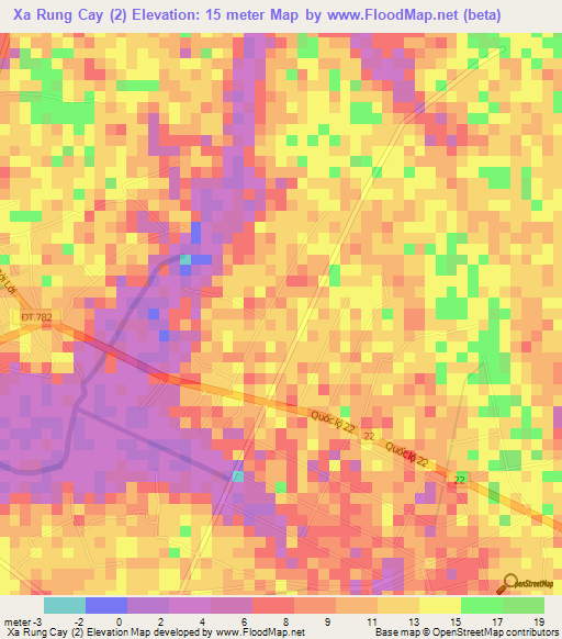 Xa Rung Cay (2),Vietnam Elevation Map