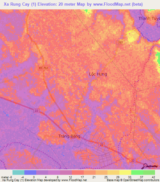 Xa Rung Cay (1),Vietnam Elevation Map