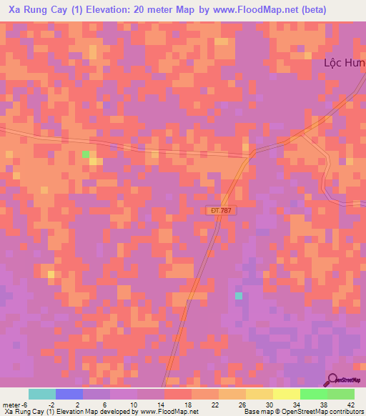 Xa Rung Cay (1),Vietnam Elevation Map