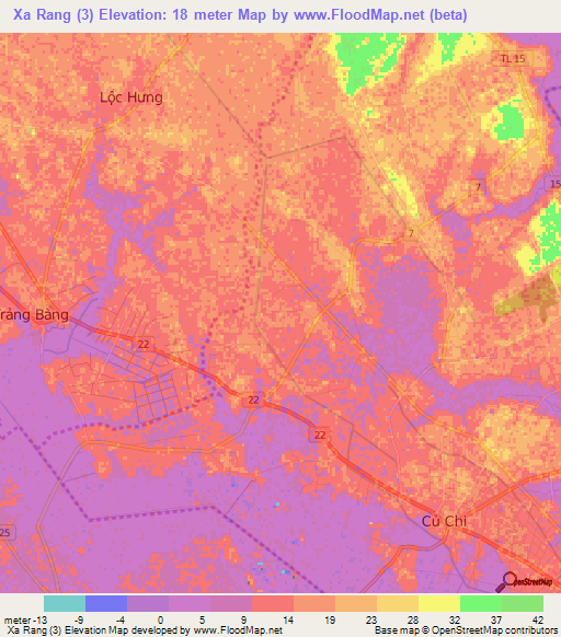 Xa Rang (3),Vietnam Elevation Map