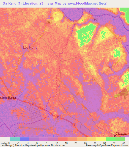 Xa Rang (1),Vietnam Elevation Map