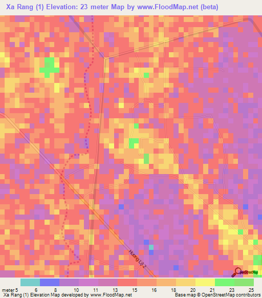 Xa Rang (1),Vietnam Elevation Map