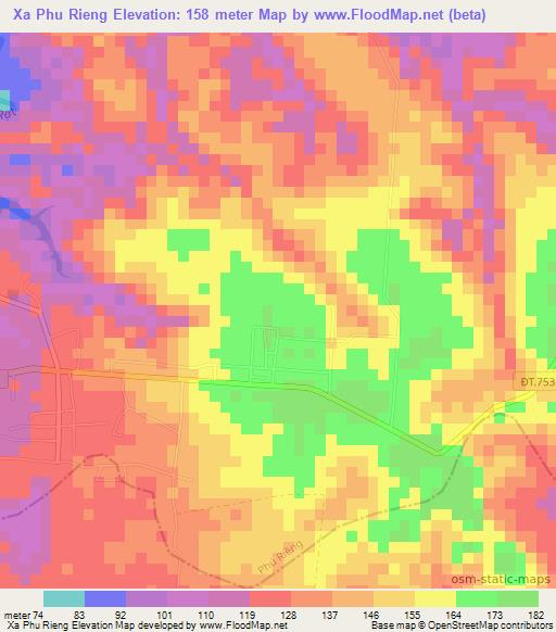 Xa Phu Rieng,Vietnam Elevation Map