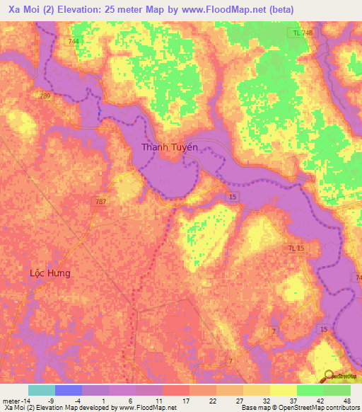 Xa Moi (2),Vietnam Elevation Map