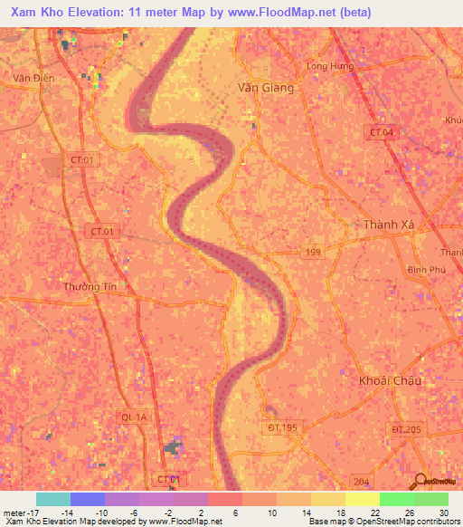 Xam Kho,Vietnam Elevation Map