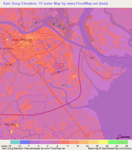 Xam Dong,Vietnam Elevation Map