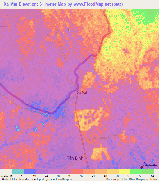 Xa Mat,Vietnam Elevation Map